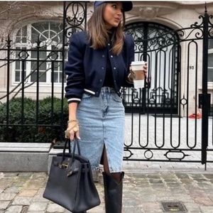 Zara Varsity Cropped Bomber Jacket XS